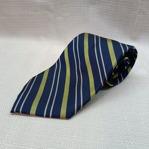Tommy Bahama Off Island Men's Silk Blue Yellow Striped Necktie Hand Made NWT Vtg